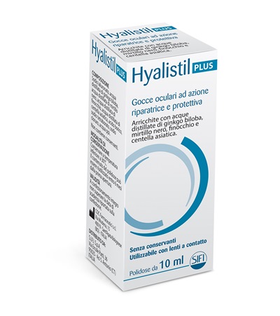 GOCCE OCULARI HYALISTIL PLUS ACIDO IALURONICO 0,4% ACQUA DISTILLATA DI GINKGO BILOBA + MIRTILLO NERO + FINOCCHIO + CENTELLA ASIATICA 10 ML - Metafarm