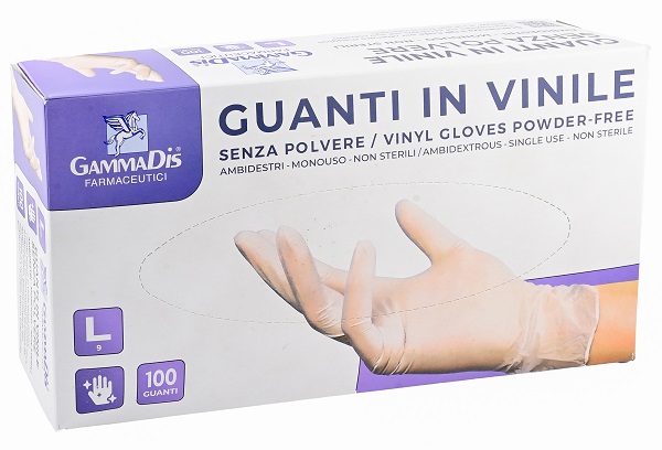 GUANTI VINILE SENZA POLVERE LARGE 100 PEZZI GAMMADIS - Metafarm