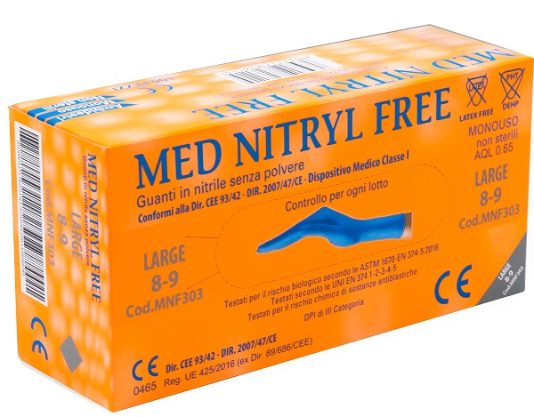 GUANTI NITRILE SENZA POLVERE LARGE 100 PEZZI GAMMADIS - Metafarm