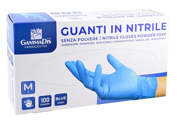 GUANTI NITRILE SENZA POLVERE MEDIUM 100 PEZZI GAMMADIS - Metafarm