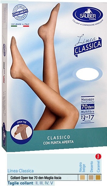 SAUBER COLLANT OPEN TOE MAGLIA LISCIA 70 DEN COLORE NEUTRO BEIGE TAGLIA 2 LINEA CLASSICA - Metafarm