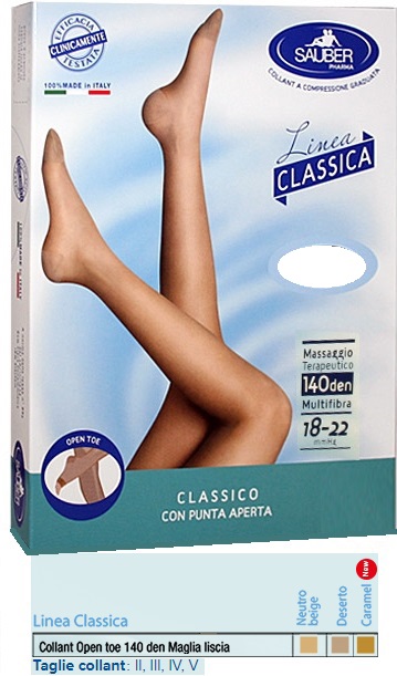 SAUBER COLLANT OPEN TOE MAGLIA LISCIA 140 DEN COLORE NEUTRO BEIGE TAGLIA 2 LINEA CLASSICA - Metafarm