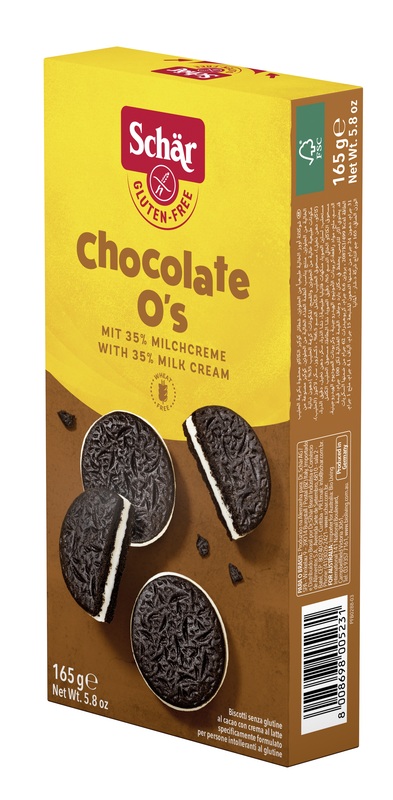 SCHAR CHOCOLATE O'S BISCOTTI AL CACAO CON CREMA AL LATTE 165 G - Metafarm