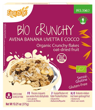 EASY TO GO BIO CRUNCHY AVENA BANANA UVETTA E COCCO 375 G - Metafarm