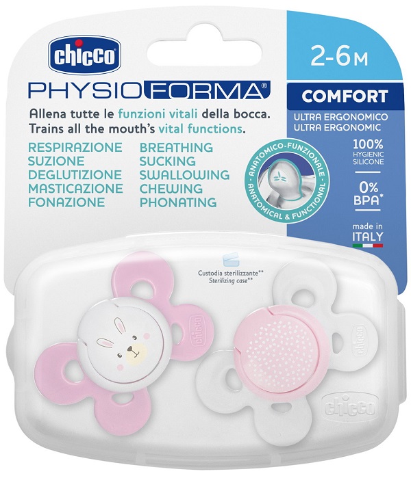 CHICCO SUCCHIETTO COMFORT GIRL SILICONE 2-6 MESI 2 PEZZI - Metafarm