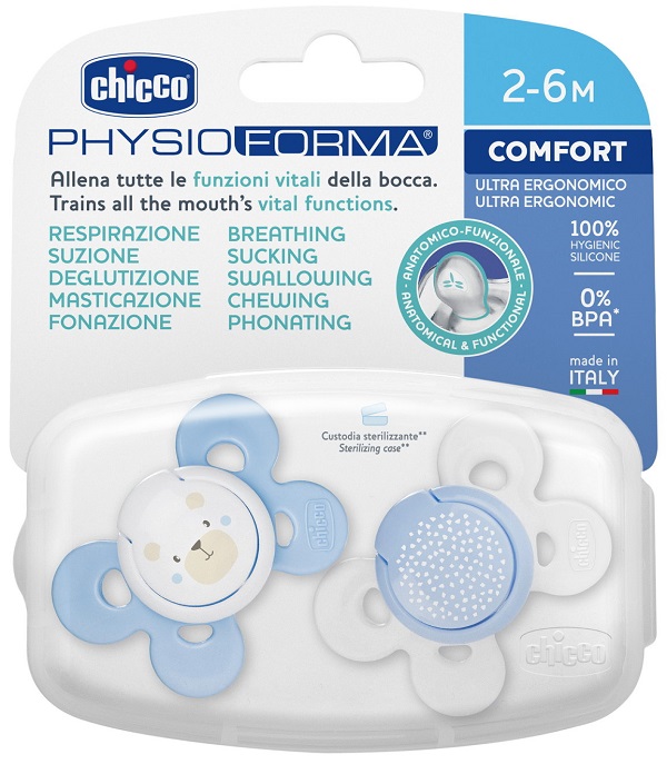 CHICCO SUCCHIETTO COMFORT BOY SILICONE 2-6 MESI 2 PEZZI - Metafarm