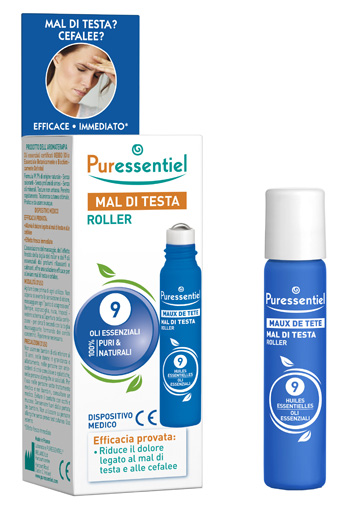 PURESSENTIEL ROLLER MAL DI TESTA AI 9 OLI ESSENZIALI 5 ML - Metafarm