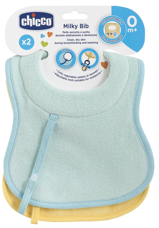 CHICCO BAVAGLINE 0M+ 2PZ AZZURRO - Metafarm