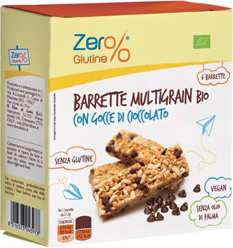 ZERO% GLUTINE BARRETTE MULTIGRAIN CON GOCCE DI CIOCCOLATO 6 X 21,5 G - Metafarm