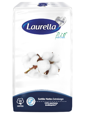 ASSORBENTE LAURELLA IN COTONE SOTTILE NOTTE DISTESO 14 PEZZI - Metafarm