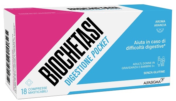 BIOCHETASI DIGESTIONE POCKET 18 COMPRESSE MASTICABILI - Metafarm