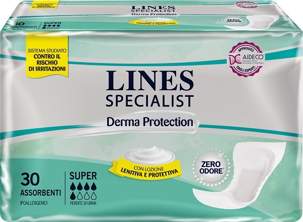 PANNOLONE LINES SPECIALIST DERMA SAGOMATO ANATOMICO SUPER 30 PEZZI - Metafarm