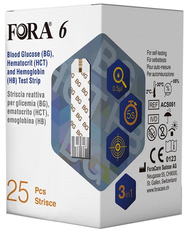 STRISCIA REATTIVA 3 IN 1 FORA 6 CONNECT MULTIFUNZIONALE BG/HCT/HB BOX DA 25 PEZZI - Metafarm