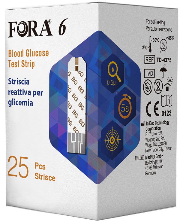 STRISCE MISURAZIONE GLICEMIA FORA 6 CONNECT BOX DA 25 PEZZI - Metafarm