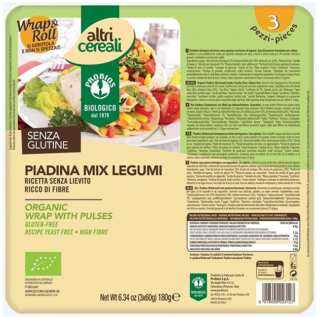 ALTRICEREALI PIADINA MIX LEGUMI 3 X 60 G - Metafarm