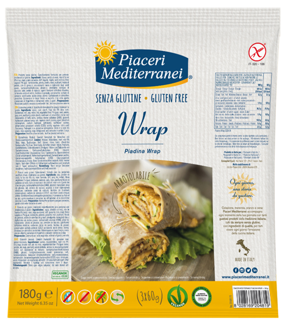 PIACERI MEDITERRANEI PIADINA WRAP 180 G - Metafarm