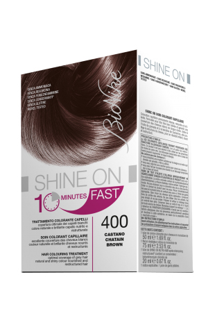 BIONIKE SHINE ON FAST TRATTAMENTO COLORANTE CAPELLI CASTANO 400 60 ML + TUBO 60 ML - Metafarm