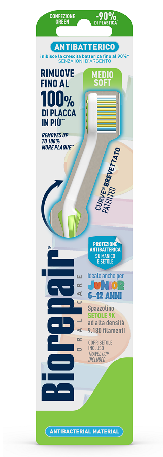 BIOREPAIR ORAL CARE SPAZZOLINO ANTIBATTERICO JUNIOR 6-12 ANNI PIU' COMFORT SETOLE MEDIO SOFT - Metafarm