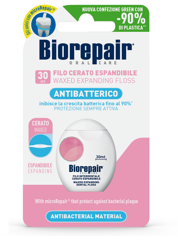 BIOREPAIR ORAL CARE ANTIBATTERICO FILO CERATO ESPANDIBILE GENGIVE DELICATE 25+5 METRI - Metafarm