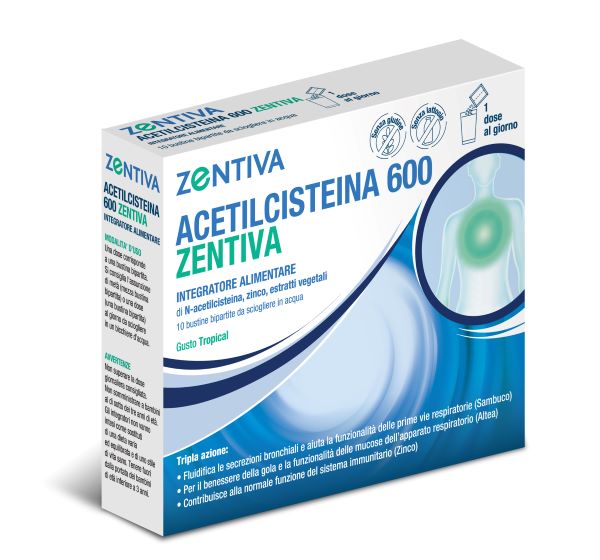 ACETILCISTEINA 600 ZENTIVA 10 BUSTINE BIPARTITE GUSTO TROPICAL - Metafarm