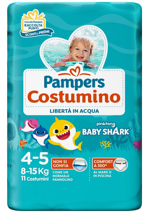 PAMPERS COSTUMINO BABY SHARK CP S 4-5 11 PEZZI - Metafarm