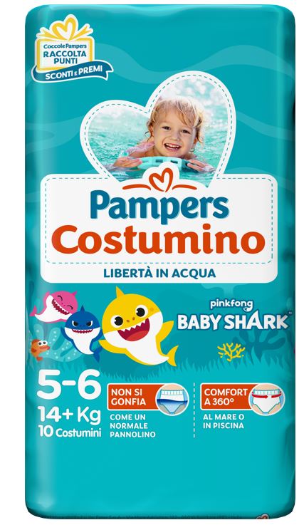 PAMPERS COSTUMINO BABY SHARK CP S 5-6 10 PEZZI - Metafarm