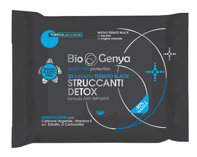 BIOGENYA BEAUTY LIFE PROTECTION 20 SALVIETTE TESSUTO BLACK STRUCCANTI DETOX - Metafarm