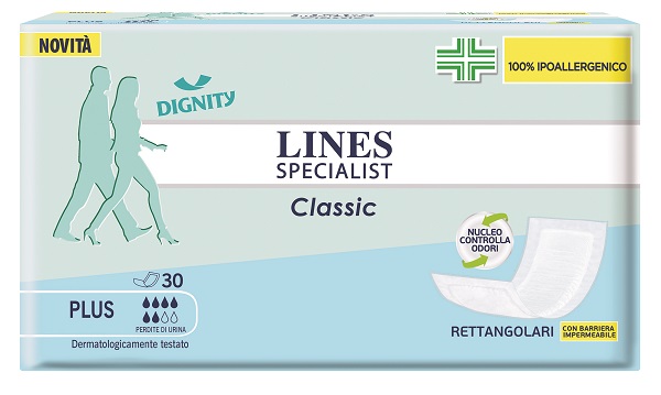 PANNOLONE LINES SPECIALIST CLASSIC RETTANGOLARE CON BARRIERA CONTROL 30 PEZZI - Metafarm