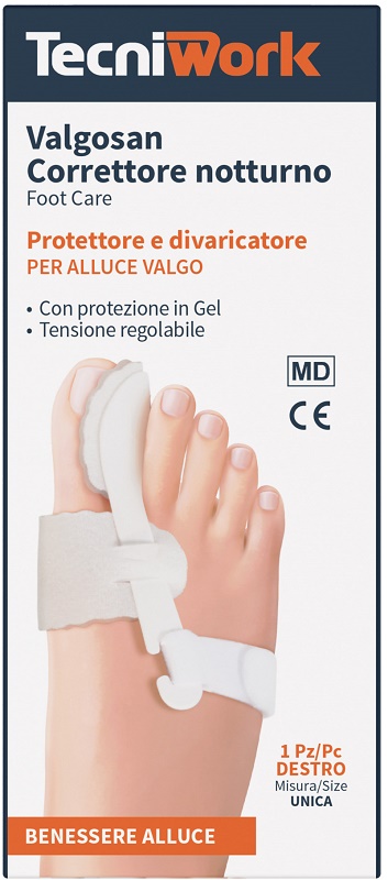 CORRETTORE NOTTURNO PER ALLUCE VALGO DESTRO MISURA UNICA VALGOSAN 1 PEZZO - Metafarm