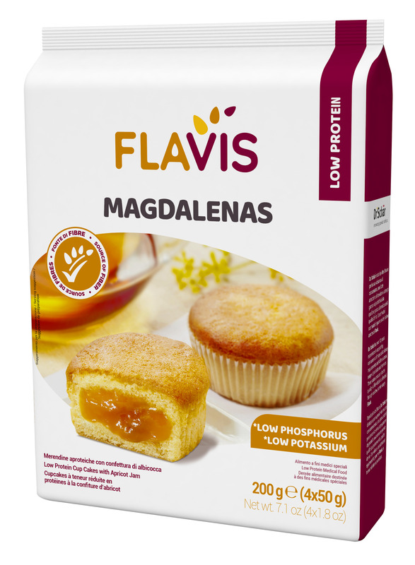 FLAVIS MAGDALENAS MERENDINE APROTEICHE CON CONFETTURA DI ALBICOCCA 4 MONOPORZIONI DA 50 G - Metafarm