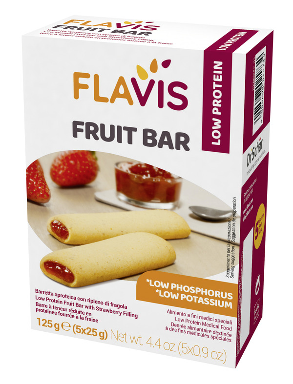 FLAVIS FRUIT BAR BARRETTA APROTEICA CON RIPIENO DI FRAGOLA 5 PEZZI DA 25 G - Metafarm