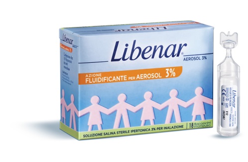 SOLUZIONE SALINA IPERTONICA 3% LIBENAR PER INALAZIONE CON AEROSOL 18 FLACONCINI MONOUSO X 4ML - Metafarm
