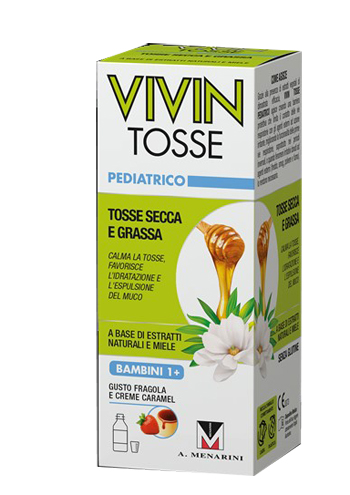 VIVIN TOSSE PEDIATRICO SCIROPPO PER TOSSE SECCA E GRASSA GUSTO FRAGOLA E CREME CARAMEL 150 ML - Metafarm