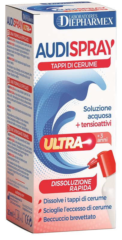 AUDISPRAY ULTRA +3 ANNI SOLUZIONE ACQUOSA + TENSIOATTIVI SPRAY TAPPI DI CERUME 20 ML - Metafarm