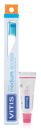 VITIS SPAZZOLINO MEDIUM ACCESS + VITIS DENTRIFRICIO GINGIVAL 15 ML - Metafarm