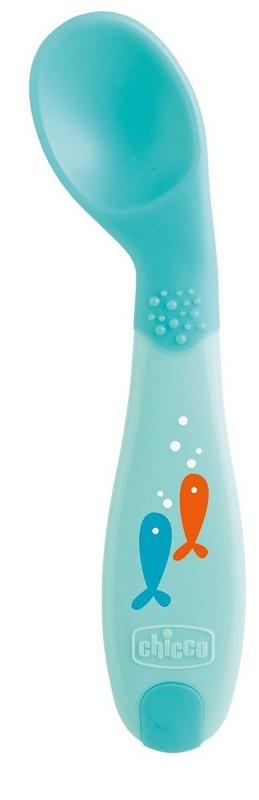 CHICCO CUCCHIAIO ANGOLATO 8M+ AZZURRO - Metafarm