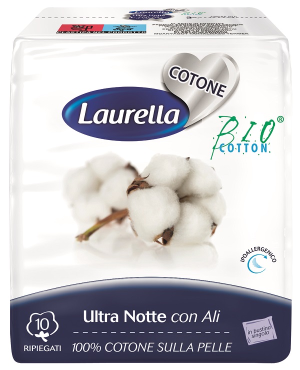 ASSORBENTE LAURELLA PER DONNA IN COTONE ULTRA ALI NOTTE 10 PEZZI - Metafarm