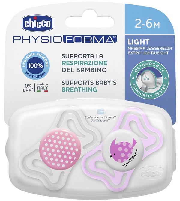 CHICCO SUCCHIETTO LIGHT GIRL SILICONE 2-6 MESI 2 PEZZI - Metafarm