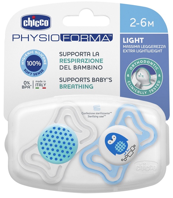 CHICCO SUCCHIETTO LIGHT BOY SILICONE 2-6 MESI 2 PEZZI - Metafarm