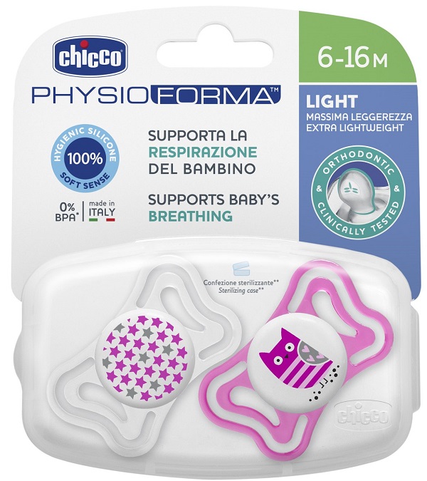 CHICCO SUCCHIETTO LIGHT GIRL SILICONE 6-16 MESI 2 PEZZI - Metafarm