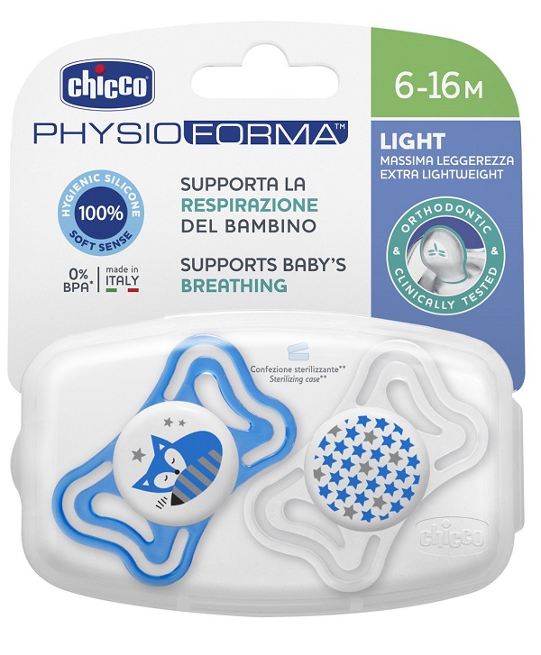 CHICCO SUCCHIETTO LIGHT BOY SILICONE 6-16 MESI 2 PEZZI - Metafarm