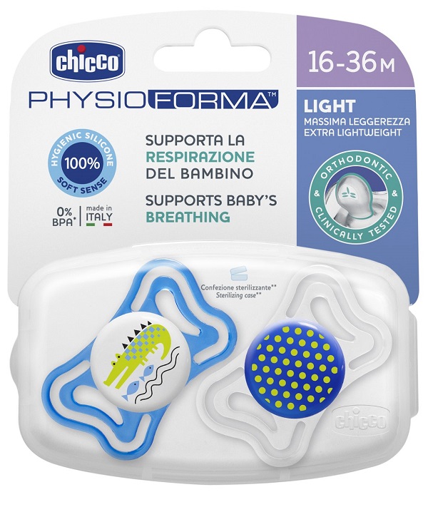 CHICCO SUCCHIETTO LIGHT BOY SILICONE 16-36 MESI 2 PEZZI - Metafarm
