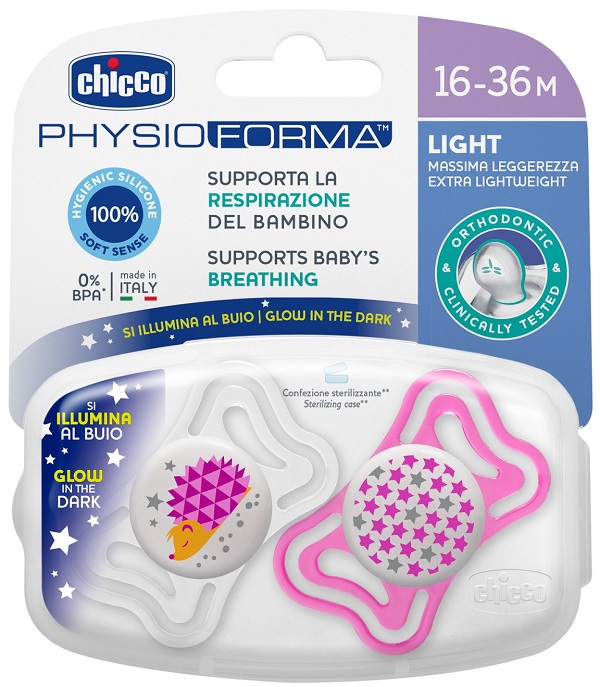 CHICCO SUCCHIETTO LIGHT LUM SILICONE 16-36 MESI 2 PEZZI - Metafarm