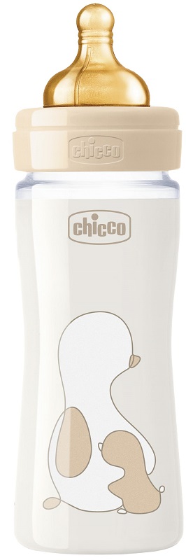 CHICCO BIBERON ORIGINAL 240ML VETRO 1 FORO 1 FORO UNISEX CON TETTARELLA IN CAUCCIU' - Metafarm