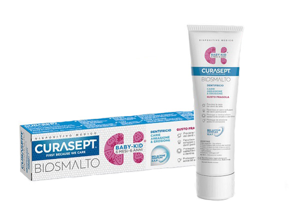 CURASEPT BIOSMALTO DENTIFRICIO BABY KID FRAGOLA CARIE ABRASIONE & EROSIONE 50 ML - Metafarm