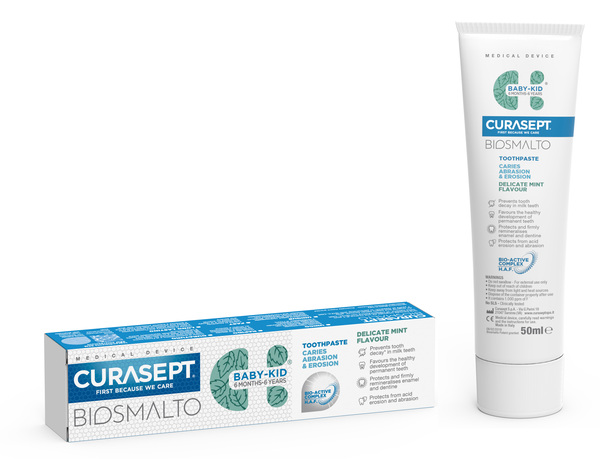 CURASEPT BIOSMALTO DENTIFRICIO BABY KID MENTA CARIE ABRASIONE & EROSIONE 50 ML - Metafarm