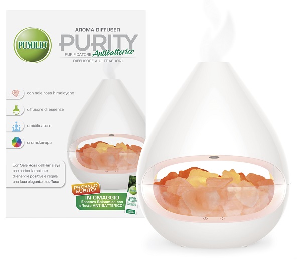 PUMILIO AROMA DIFFUSER PURITY A ULTRASUONI CON ESSENZA BALSAMICA CON EFFETTO ANTIBATTERICO - Metafarm