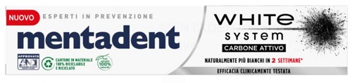 MENTADENT WHITE SYSTEM CHARCOAL 75 ML - Metafarm