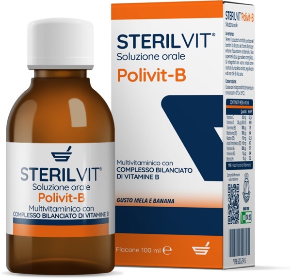 STERILVIT POLIVIT-B SOLUZIONE ORALE GUSTO MELA BANANA 100 ML - Metafarm