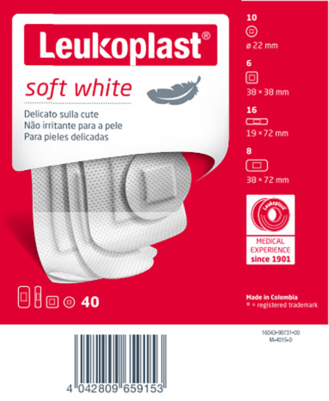 LEUKOPLAST SOFT WHITE 40 PEZZI ASSORTITI - Metafarm